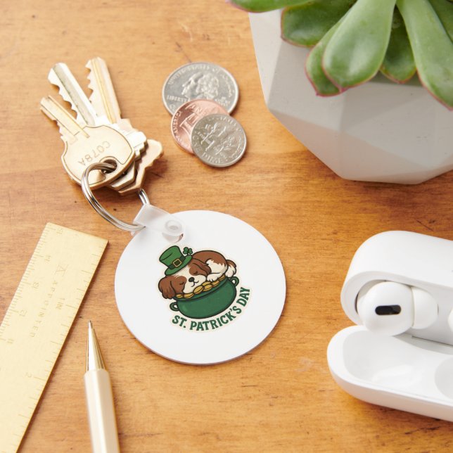 Shih Tzu Treasure Keeper St.Patrick's Day Key Ring (Desk)
