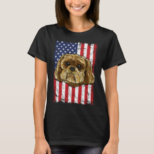 Shih Tzu  Usa Flag T-Shirt