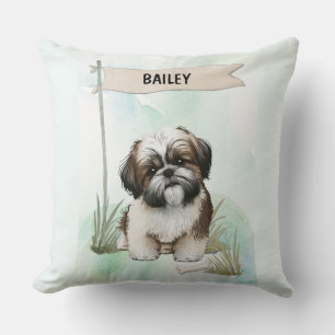Shih Tzu Watercolor Personalised Dog Cushion