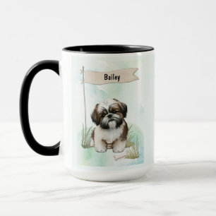 Shih Tzu Watercolor Personalized Dog Mug