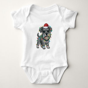 Shih Tzu Wearing a Santa Hat for Christmas Baby Bodysuit