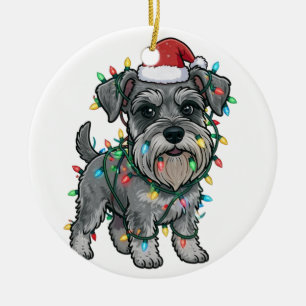 Shih Tzu Wearing a Santa Hat for Christmas Ceramic Ornament