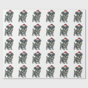 Shih Tzu Wearing a Santa Hat for Christmas Wrapping Paper