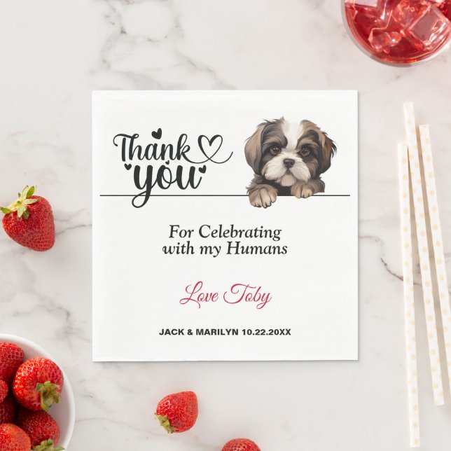 Shih Tzu Wedding Thank You Napkin (Insitu)