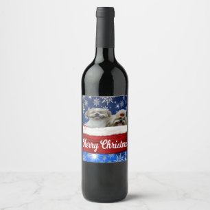 Shih tzu Wine Bottle, Christmas Wine Label