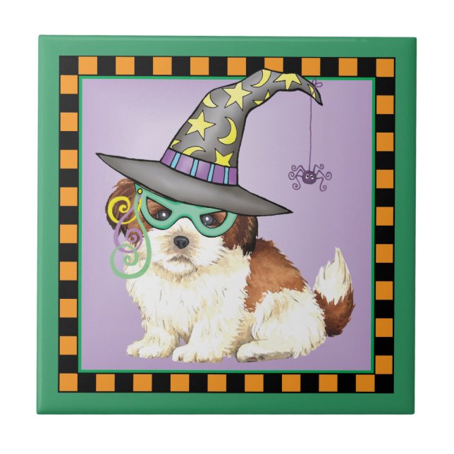 Shih Tzu Witch Ceramic Tile (Front)