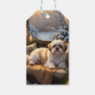 Shih Tzu with Christmas Lights Holiday  Gift Tags