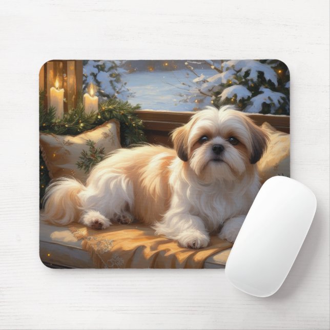 Shih Tzu with Christmas Lights Holiday  Mouse Pad (With Mouse)