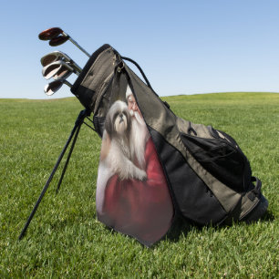 Shih Tzu With Santa Claus Festive Christmas  Golf Towel