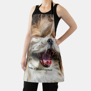 Shih tzu yawning laughing smile text customise apron