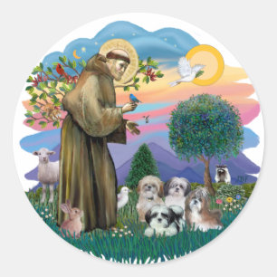 Shih Tzus (four) Classic Round Sticker