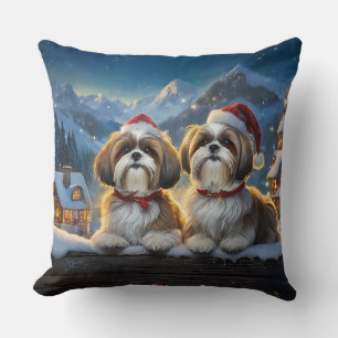 Shih Tzus Holiday Design By Rich AMeN Gill Cushion