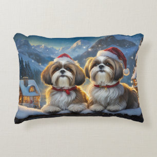 Shih Tzus Holiday Design By Rich AMeN Gill Decorative Cushion