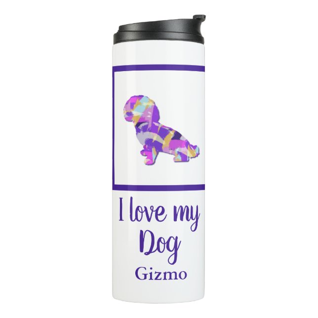 Shihpoo Dog Silhouette Cute Purple PY&B  Thermal Tumbler (Rotated Left)