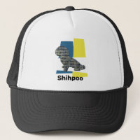 Shihpoo Dog Silhouette Cute Tricolour Grid