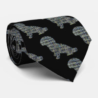 Shihpoo Dog Silhouette Yellow & Black Grid