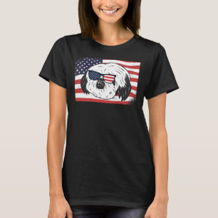 Shihtzu Dad & Mum American Flag 4th Of July Usa T-Shirt