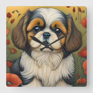 Shihtzu puppy cute clock gift idea 