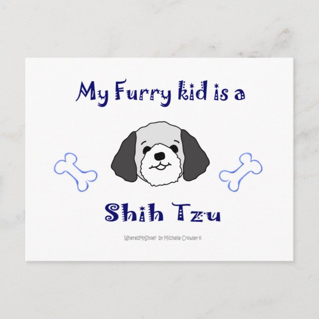 ShihTzuGreyWhite Postcard (Front)