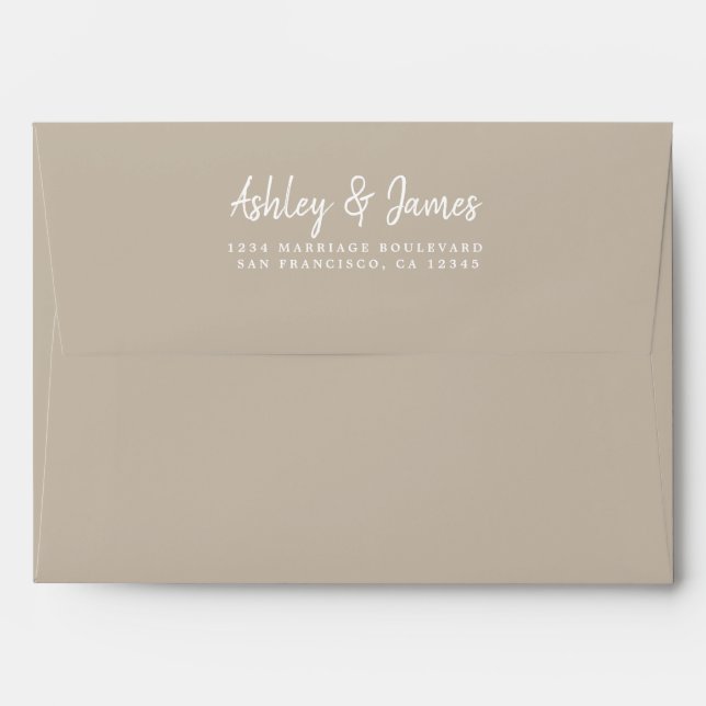 Shiitake Grey Wedding Return Address Envelope (Back (Top Flap))