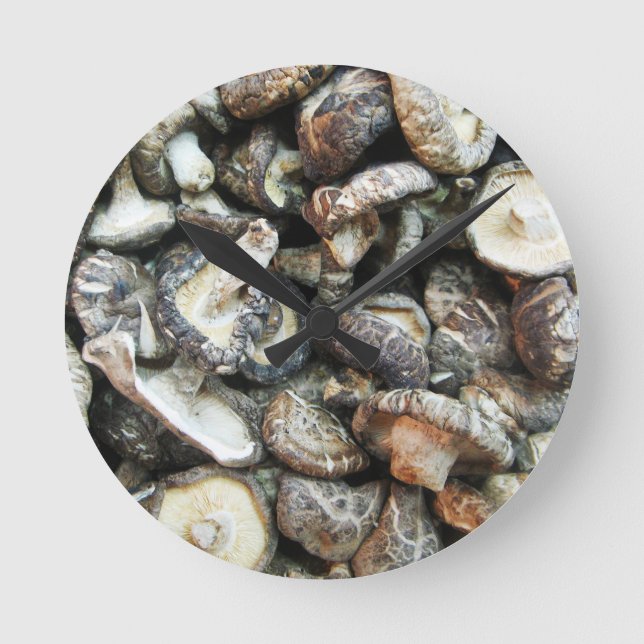 Shiitake Mushrooms Round Clock (Front)