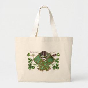 Shillelagh, Hat and Scarf Vintage St Patrick's Day Large Tote Bag
