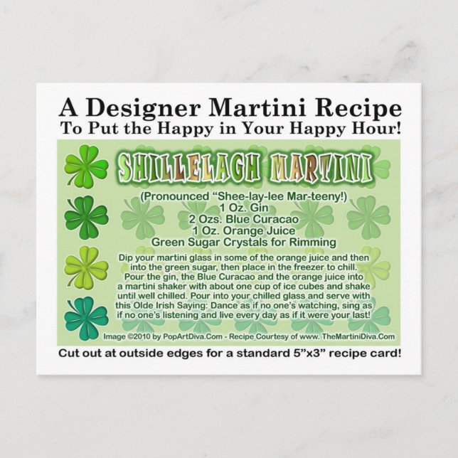 Shillelagh St. Patrick's Day Martini Recipe Card (Front)