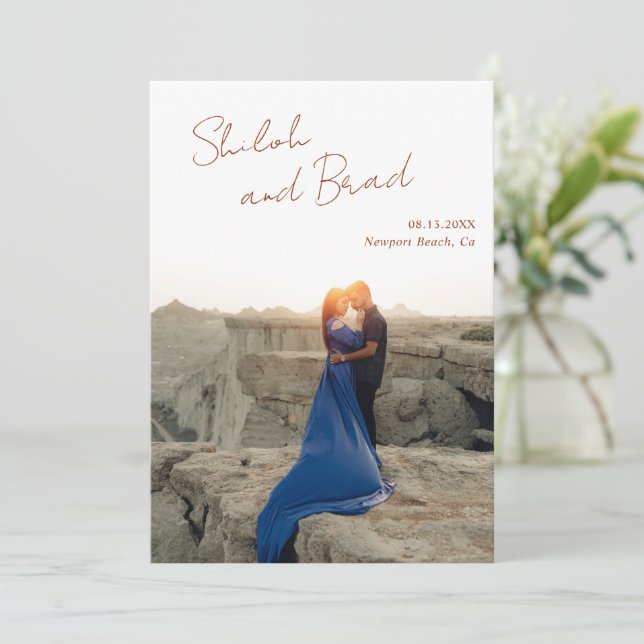 Shiloh Copper Modern Elegant Wedding Save The Date (Standing Front)