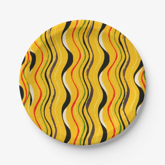 Shima-Shima, colourful pattern, Paper Plate (Front)