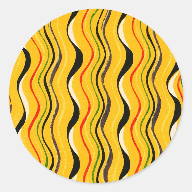 Shima-Shima, Japanese Pattern, Classic Round Sticker (Front)