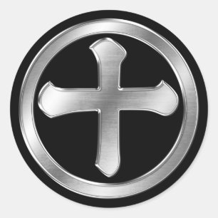 Shimazu Clan Kamon Silver Chrome Classic Round Sticker