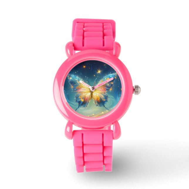 Shimmer Colourful Butterfly Art Kids  Watch (Front)