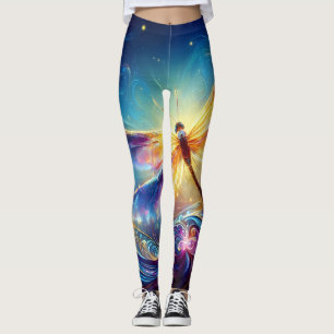 Shimmer Colourful Night Dragonfly  Leggings