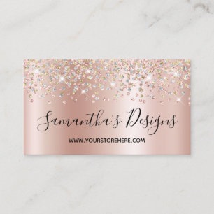 Shimmer Confetti Glitter Rose Gold Gradient Business Card