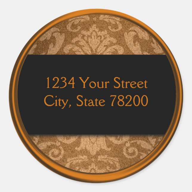 Shimmer Damask Copper Return Address Seal (Front)