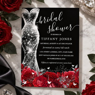 Shimmer Dress Red Silver Black Rose Bridal Shower