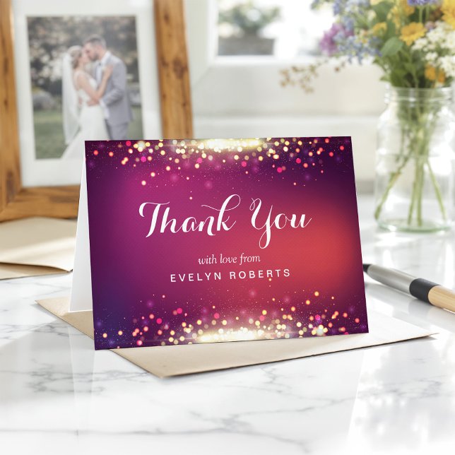 Shimmer Gold Glitter Sparkle Dots Thank You Card (Creator Uploaded)