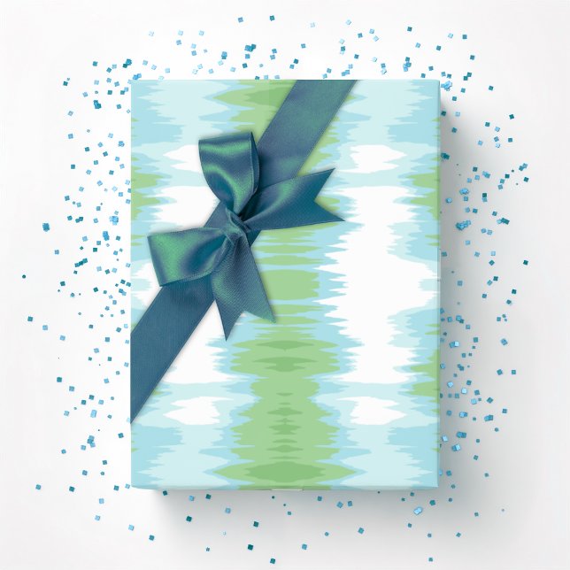 Shimmer Ikat in Green and Aqua Wrapping Paper (Creator Uploaded)