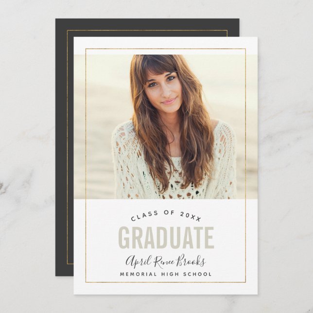 Shimmer Photo Graduation Party Invitation (Front/Back)