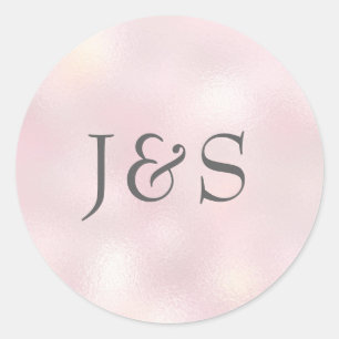 Shimmer Pink wedding personalized initial stickers