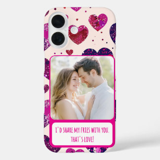Shimmer Purple Heart Share My Fries iPhone 16 Case