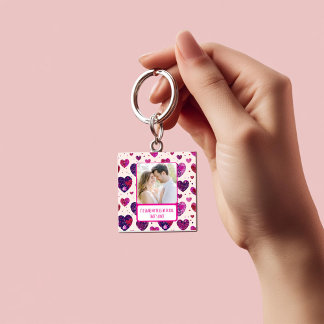 Shimmer Purple Heart Share My Fries Key Ring