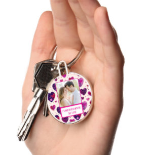 Shimmer Purple Heart Share My Fries Key Ring