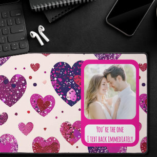 Shimmer Purple Heart Txt Back Immediately Desk Mat