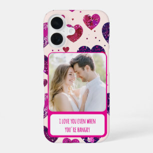 Shimmer Purple Heart When You're Hangry iPhone 16 Case