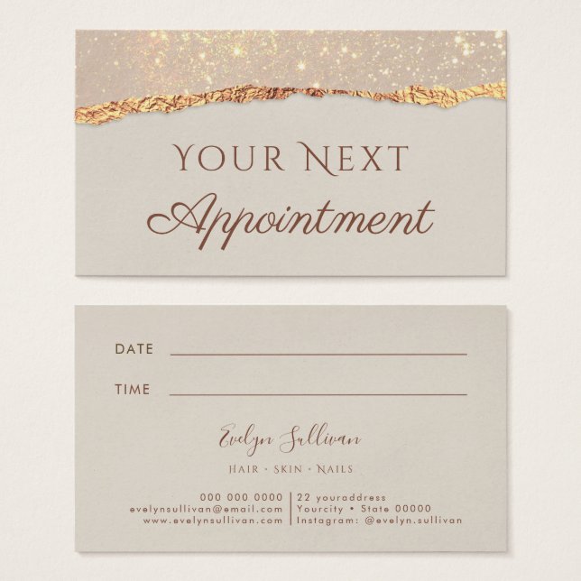 Shimmer ripped paper Appointment Card (Front & Back)