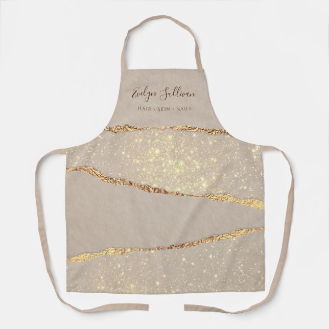 Shimmer ripped paper beauty professional apron (Front)