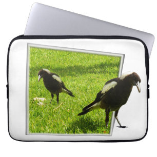 "Shimmer & Shadow: Magpie Pop-Out Art in Motion" Laptop Sleeve
