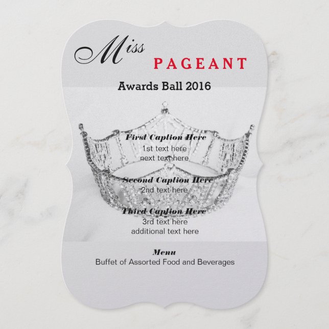 Shimmer Silver Crown Awards Ball Program Card (Front)