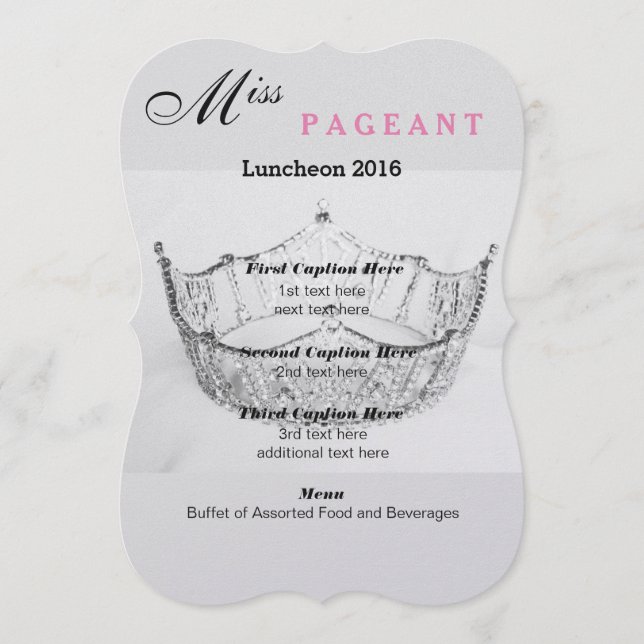 Shimmer Silver Crown Luncheon Program Card (Front)